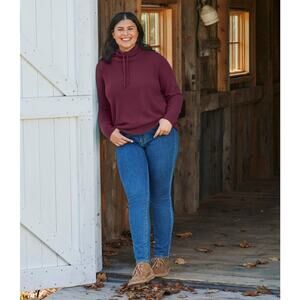 LL Bean Women's Maroon 100% Cashmere Funnelneck Sweater Pullover XS